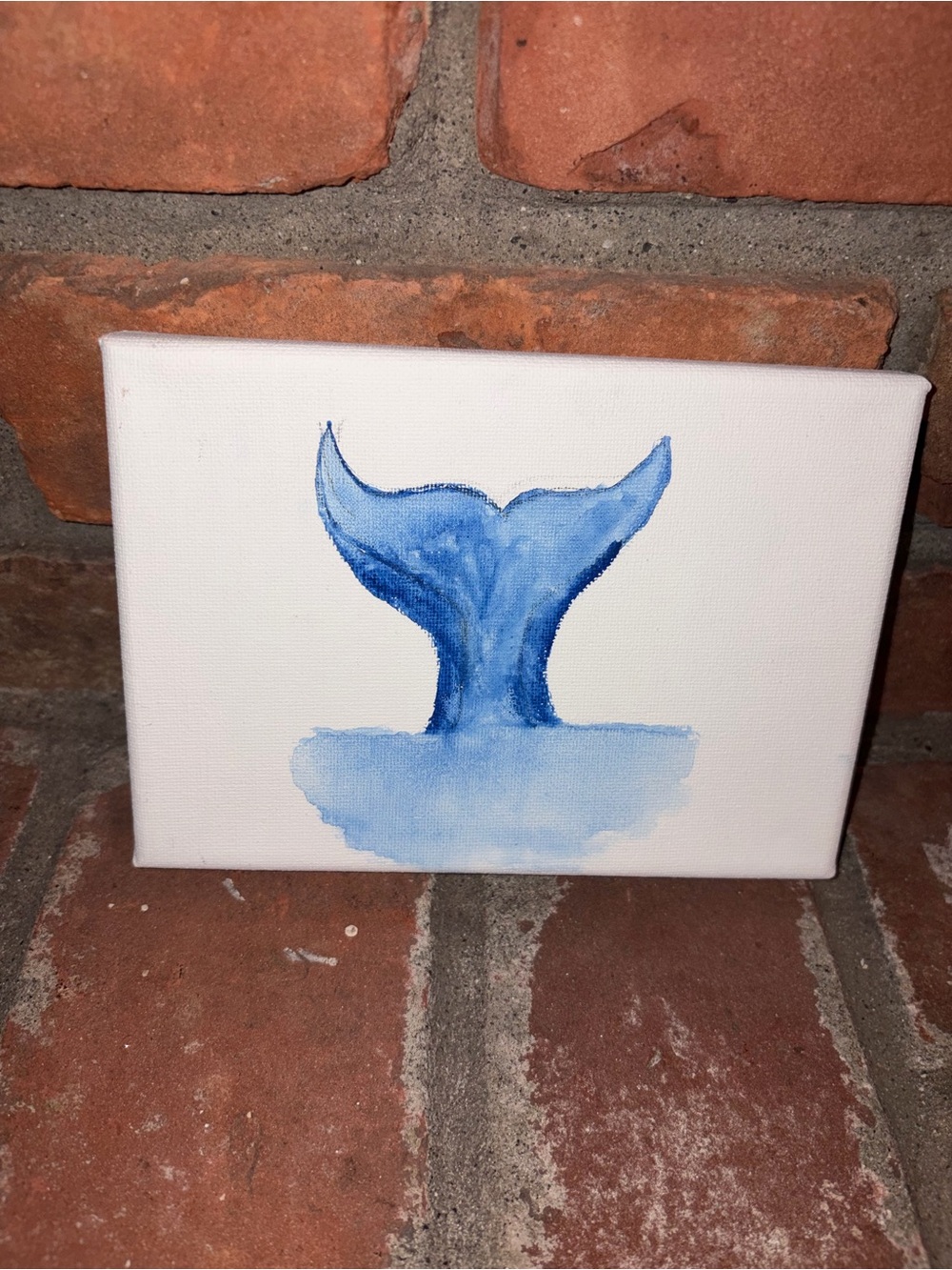 Hand-Painted Blue Whale Tail Canvas Art - Home Art watercolor